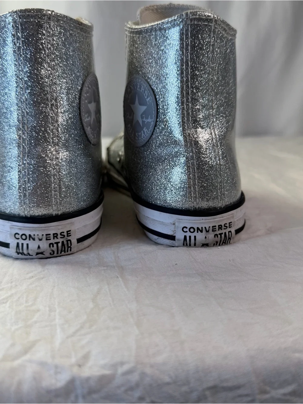Converse Silver Glitter Coated Kids sz3 High-Top Chuck All Star Sneakers